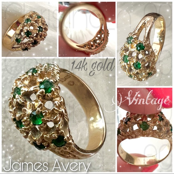 James Avery Jewelry - RARE 14k gold James Avery margarita emerald dome ring sz 5